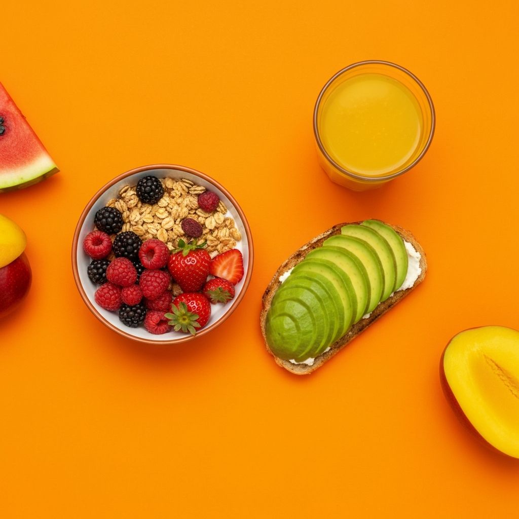 Frukost med färgglada ingredienser